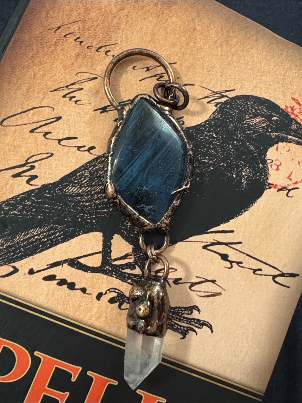 Copper Pendant Labadorite & Clear Quartz Pendant Necklace - Artisan Style